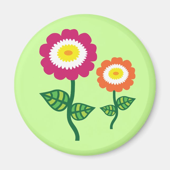 Aimant Fleurs d'art funky (Devant)