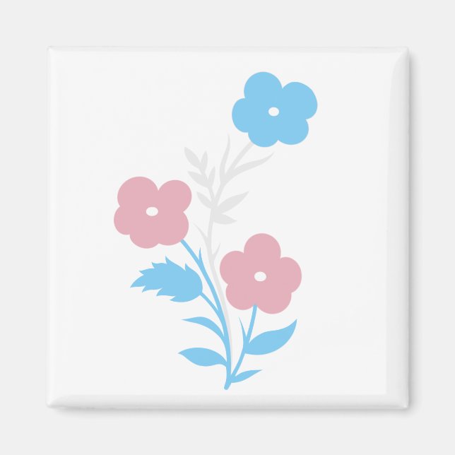 Aimant Fleurs de Drapeau Trans subtiles (Devant)