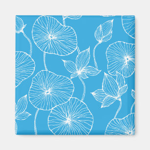 Aimant Fleurs de Lotus Feuilles Bleues Blossom