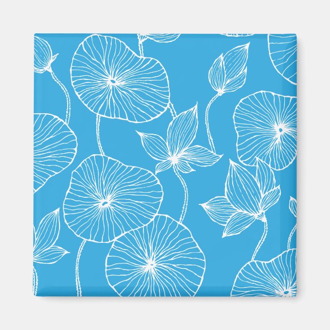 Aimant Fleurs de Lotus Feuilles Bleues Blossom (Devant)