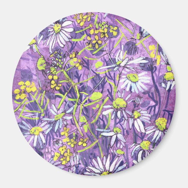 Aimant Fleurs de marais Polka Dot Fleurs d'été Floral Art (Devant)