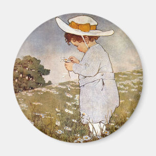 Aimant Fleurs de marguerites de cueillette d'enfants anti