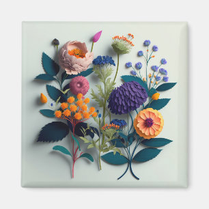Aimant Fleurs de papier coupé coloré