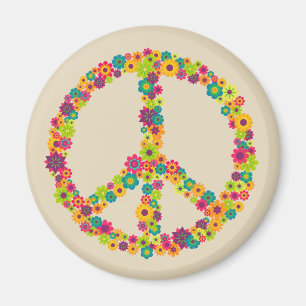 Aimant Fleurs des signes de paix hippie
