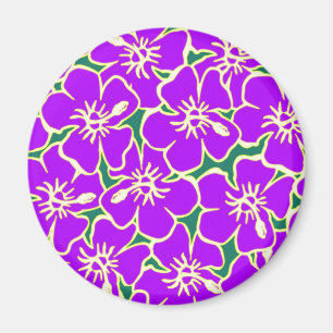 Aimant Fleurs d'Hibiscus pourpres Tropical Hawaiian Luau