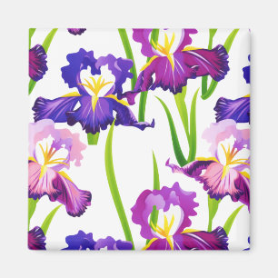 Aimant Fleurs d'Iris de prairie rustique pourpre Aquarell