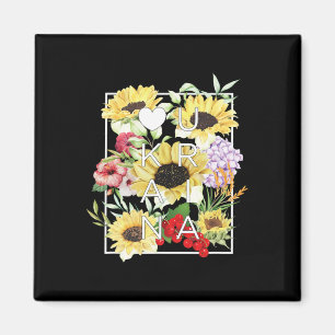 Aimant Fleurs d'Ukraine Word Art - Fierté ukrainienne