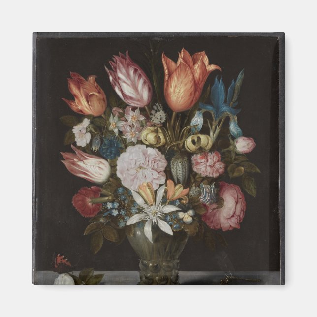 Aimant Fleurs en verre, peinture à l'huile d'Ambrosius Bo (Devant)
