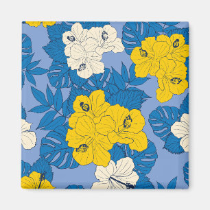 Aimant Fleurs et feuilles d'Hibiscus  