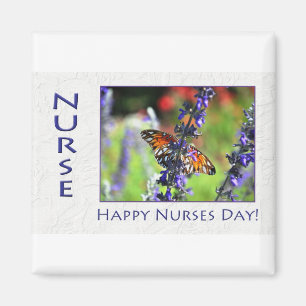 Aimant Fleurs et papillon de la Journée des infirmières