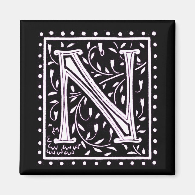 Aimant Fleurs et points Monogramme "N" (Devant)