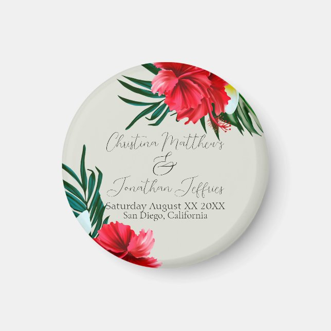Aimant Fleurs hawaiiennes tropicales sur Mariage élégant (Devant)