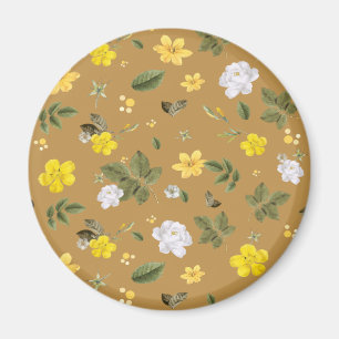 Aimant Fleurs jaunes et roses blanches 4