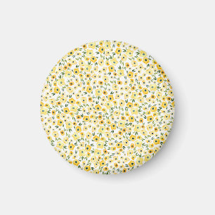 Aimant Fleurs Jaunes Minuscules : Aquarelle Sans Couleur.