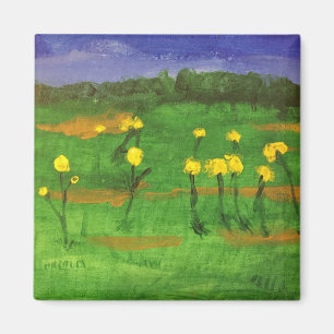 Aimant fleurs jaunes sur le champ peinture par jamie magn