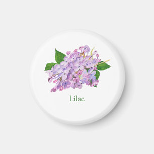 Aimant fleurs lilas violet aquarelle botanique