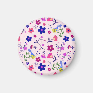 Aimant Fleurs mignonnes et papillons sur rose
