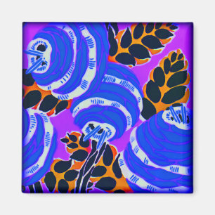 Aimant Fleurs murales Art Déco - Blues+ (aimant)