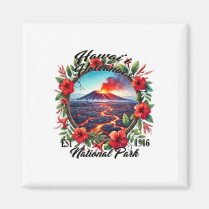 Aimant Fleurs Rétro Parc National des Volcans d'Hawaï Cam