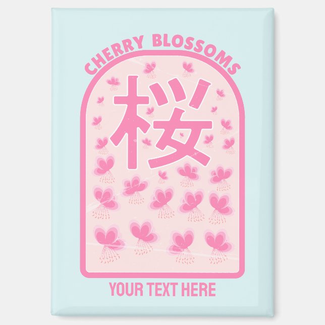 Aimant Fleurs roses de cerisier fleur Japon (Recto)