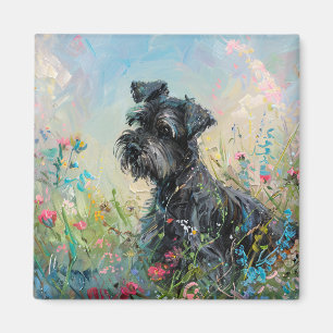 Aimant Fleurs sauvages colorés Schnauzer