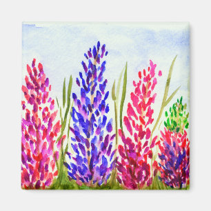Aimant Fleurs sauvages de loup d'art floral d'aquarelle