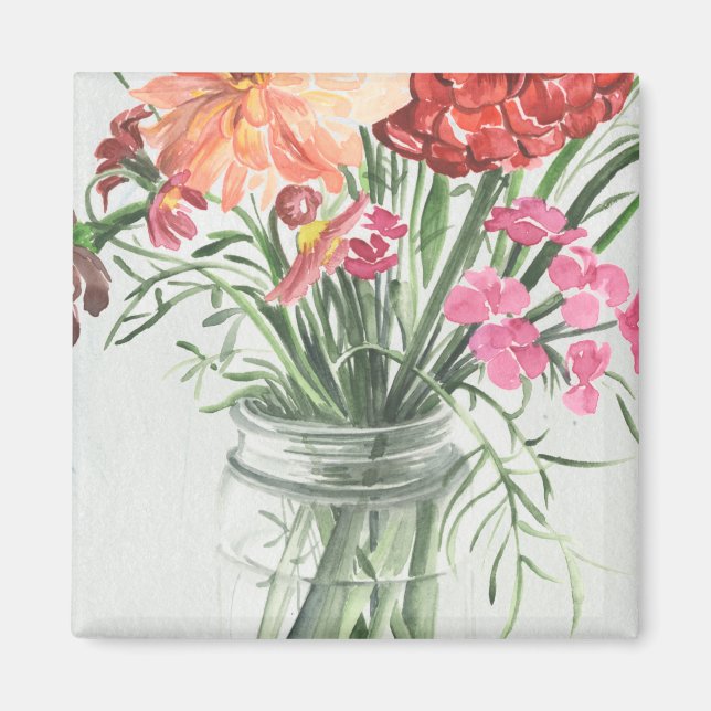 Aimant Fleurs sauvages d'été - Rose & Rouge (Devant)
