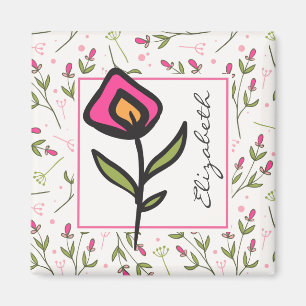 Aimant Fleurs sauvages - Pétales roses et orange Personna