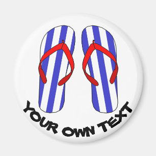 Aimant Flip Flops Plage Sandales Texte Personnalisé