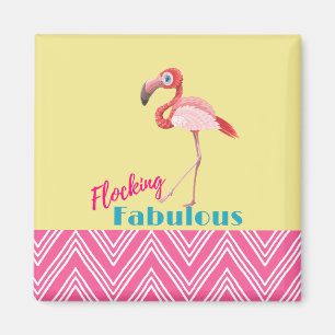 Aimant Flocking Fabulous Typography avec Flamant rose ros