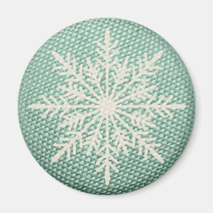 Aimant Flocon de neige broderie rustique look hiver vinta