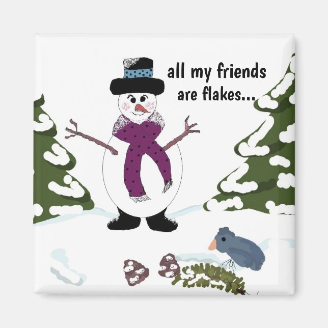 Aimant Flocon de neige l'aimant amusant Snowman (Devant)