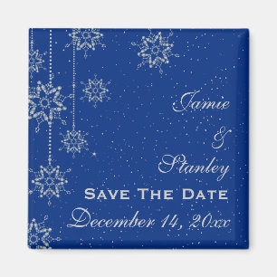 Aimant Flocons de neige en cristal mariage bleu Économise