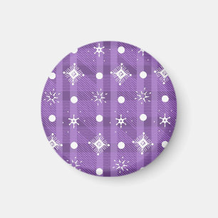 Aimant Flocons de neige simples motif carreaux violet  