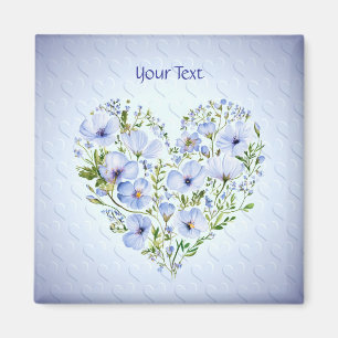 Aimant floral à cœur bleu