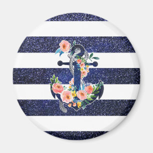 Aimant Floral anchor on striped background