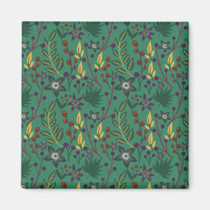 Aimant Floral continu fleurs motif vert arrière - plan