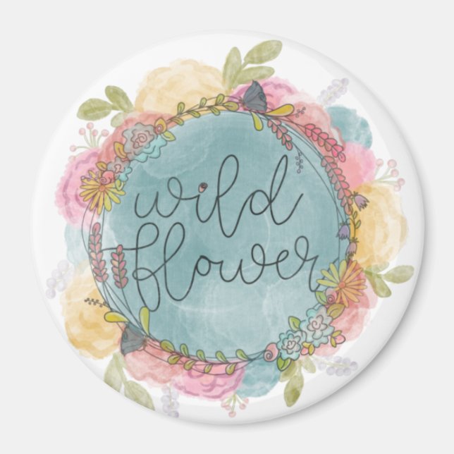 Aimant Floral de couronne fleur sauvage (Devant)