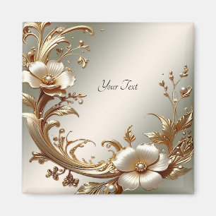 Aimant floral doré
