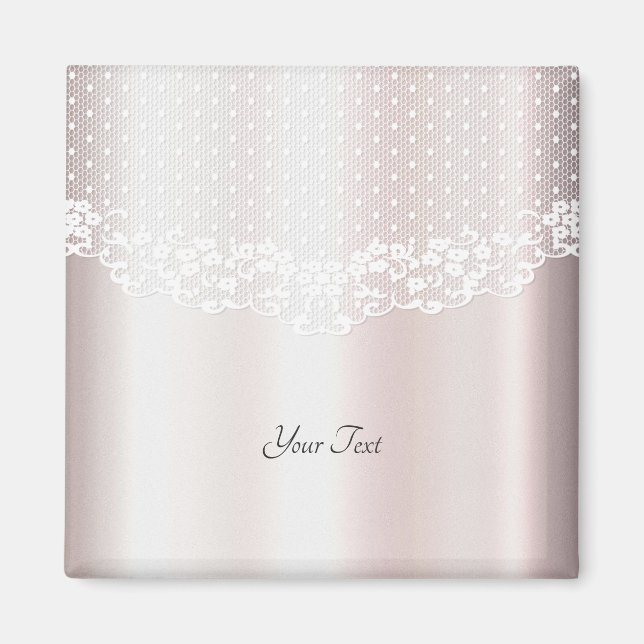 Aimant floral en dentelle blanche élégant (Devant)