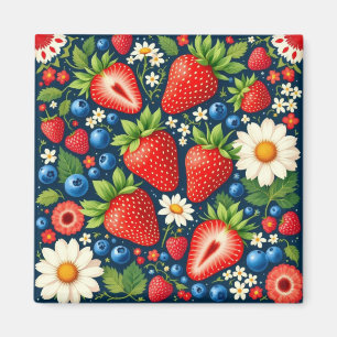 aimant floral fraise