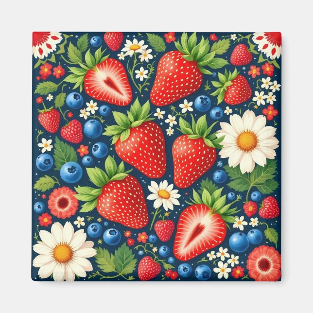 aimant floral fraise (Devant)