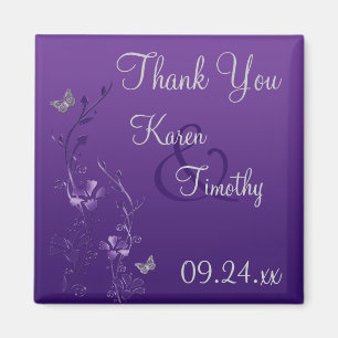 Aimant floral gris pourpre de faveur de mariage de