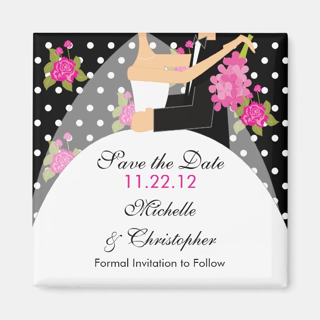 Aimant Floral Mariée & Salle Enregistrer l'aimant de date (Devant)