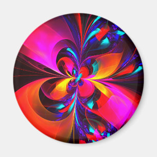 Aimant Floral moderne Art Abstrait Rouge Bleu Motif #07