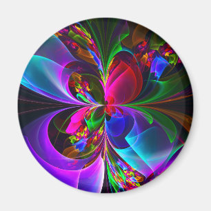 Aimant Floral moderne Art Abstrait Rouge Bleu Motif #12