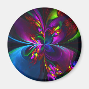 Aimant Floral moderne Art Abstrait Rouge Bleu Motif #15