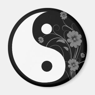Aimant floral noir de Yin Yang