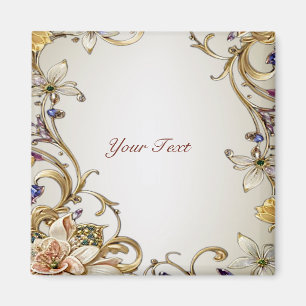 Aimant floral or blanc