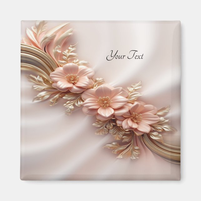 Aimant floral orange pêche élégant (Devant)